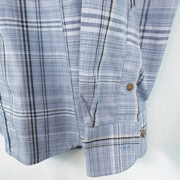 Haggar Long Sleeve Plaid Cotton Blend Button Down Shirt Blue Mens Large Office - Picture 15 of 16